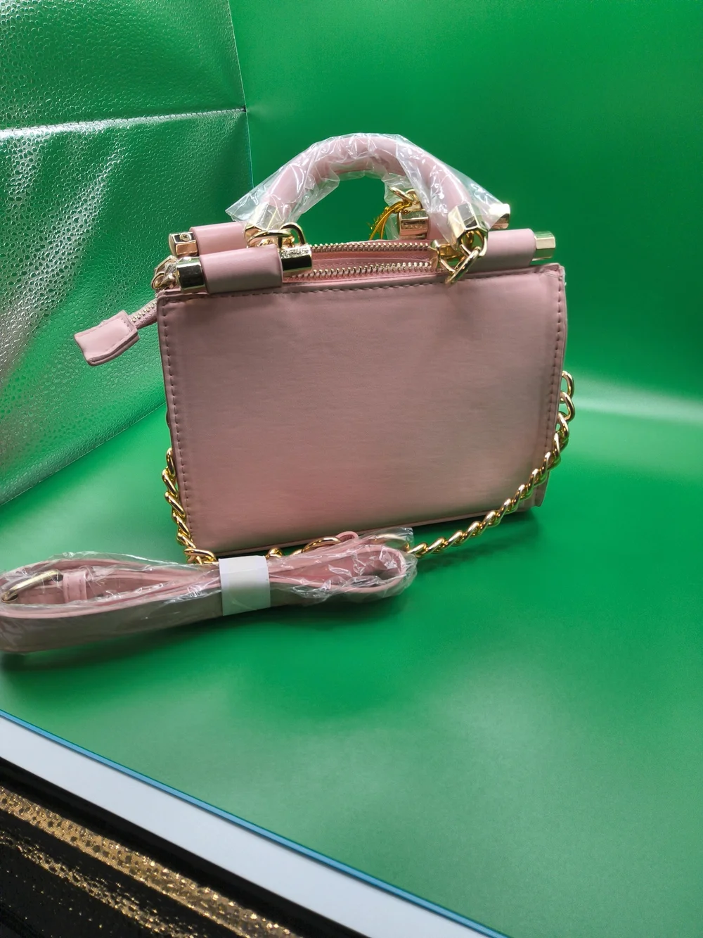 NWT bebe Blush Pink Textured Top-Handle Satchel with Gold Hardware